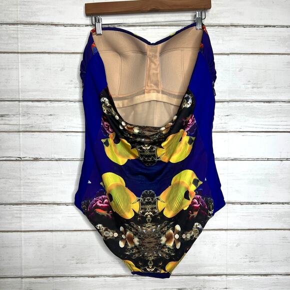 ModCloth Be Pacific One-Piece Strapless Swimsuit Plus Size 4X - Picture 2 of 11